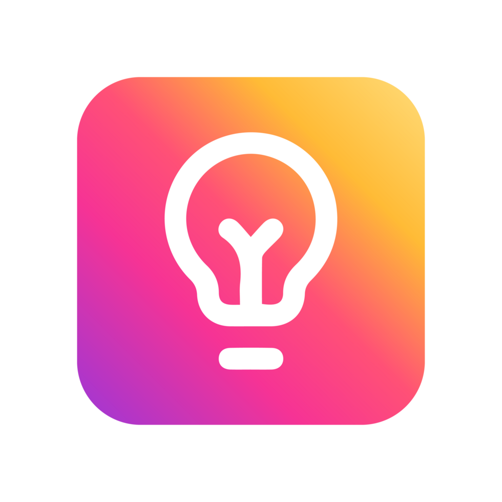 Lamp Icon Light Bulb on gradient yellow and purple color png