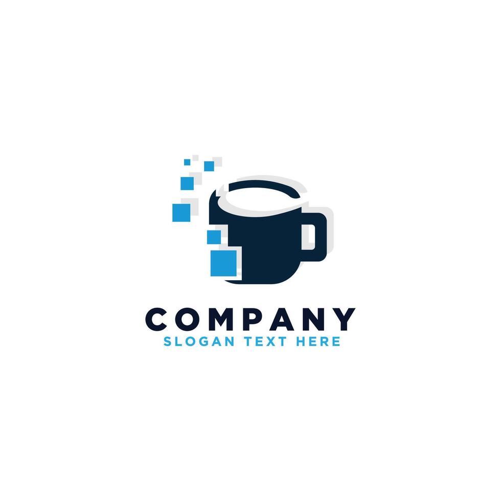 simple data cup logo design. data tech and cup template logo. coffee tech logo. suitable for use brand tech vector