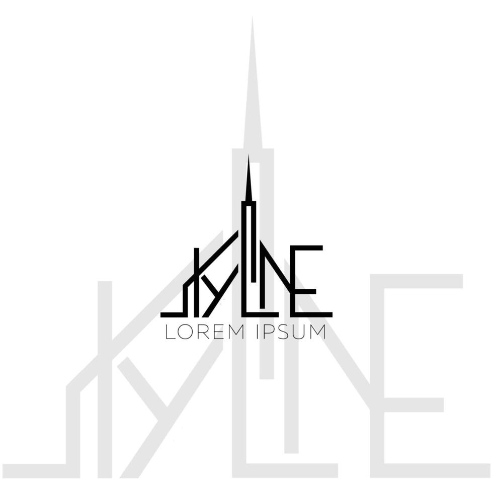 skyline building construction real estate logo design. initial skyline with monogram logo vector