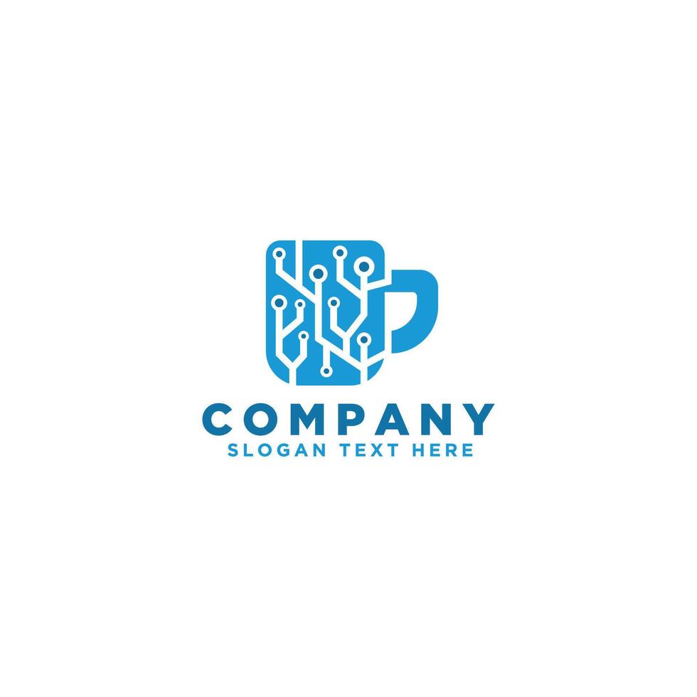 tech cup logo template. data tech and cup logo design good for business agency organization vector