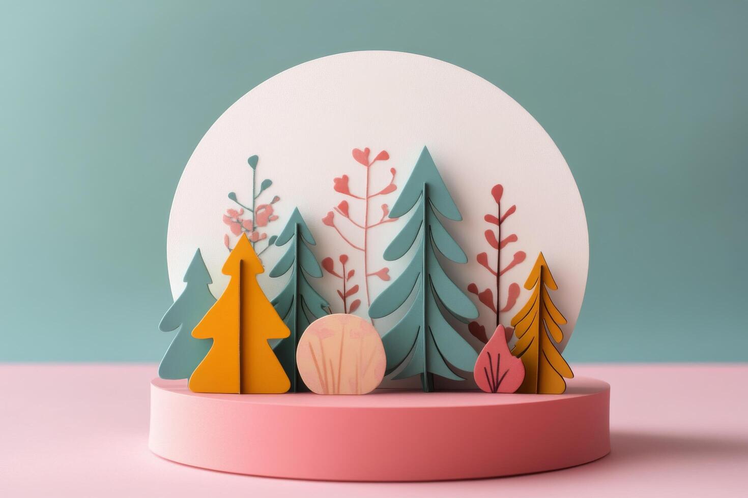Colorful party setup with gifts and decorations on a vibrant background ready for celebration photo