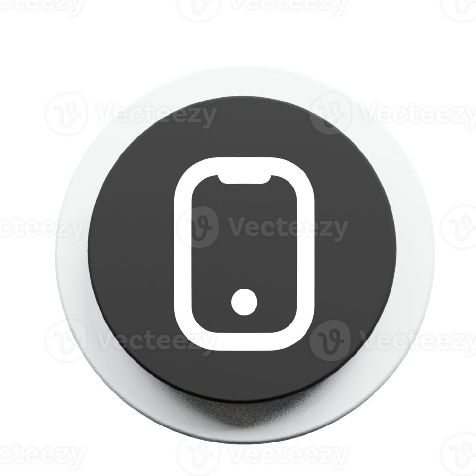 A black and white button with a white phone on it png
