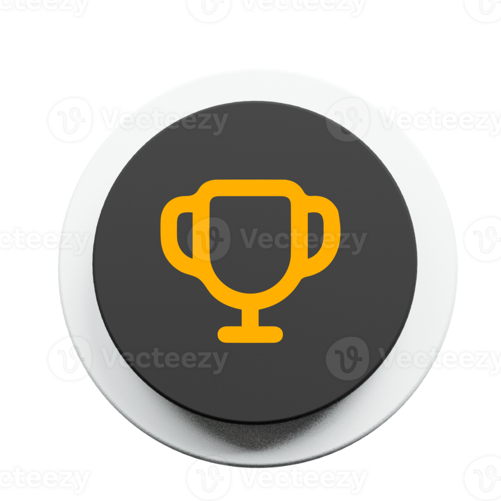 A black and yellow button with a trophy cup png
