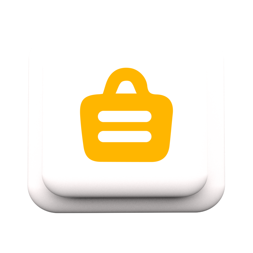 Handbag icon on 3d shape with shadow png