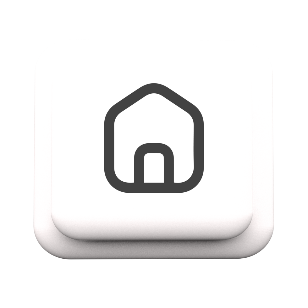 Home icon line black on 3d shape with shadow png
