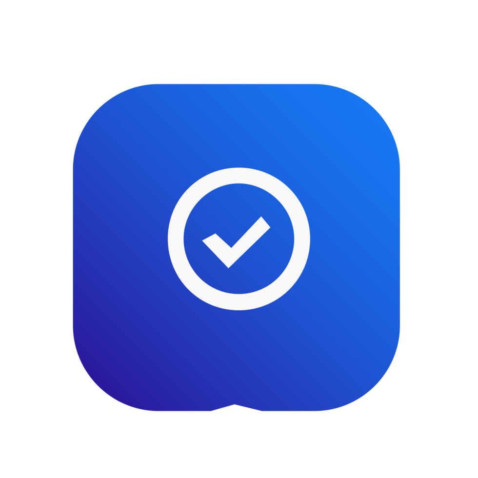 Mark check icon on blue gradient color png