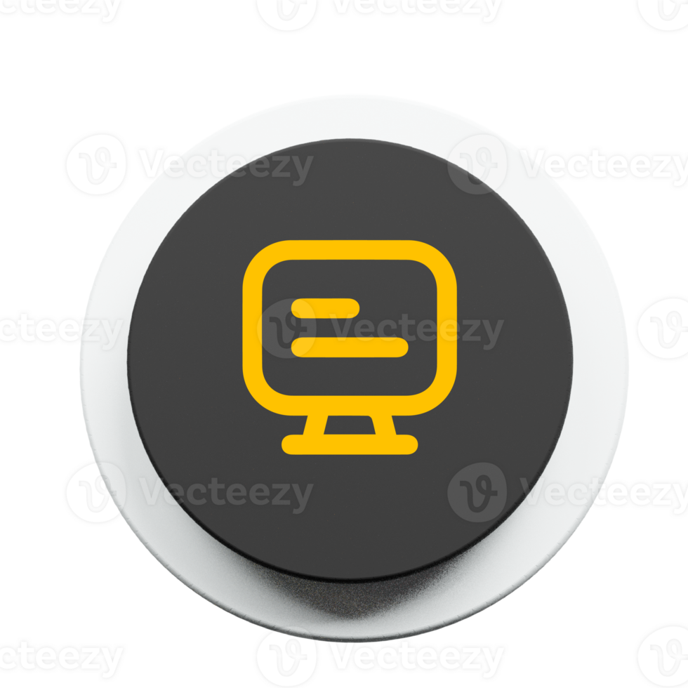 A black and yellow computer icon on a black button png