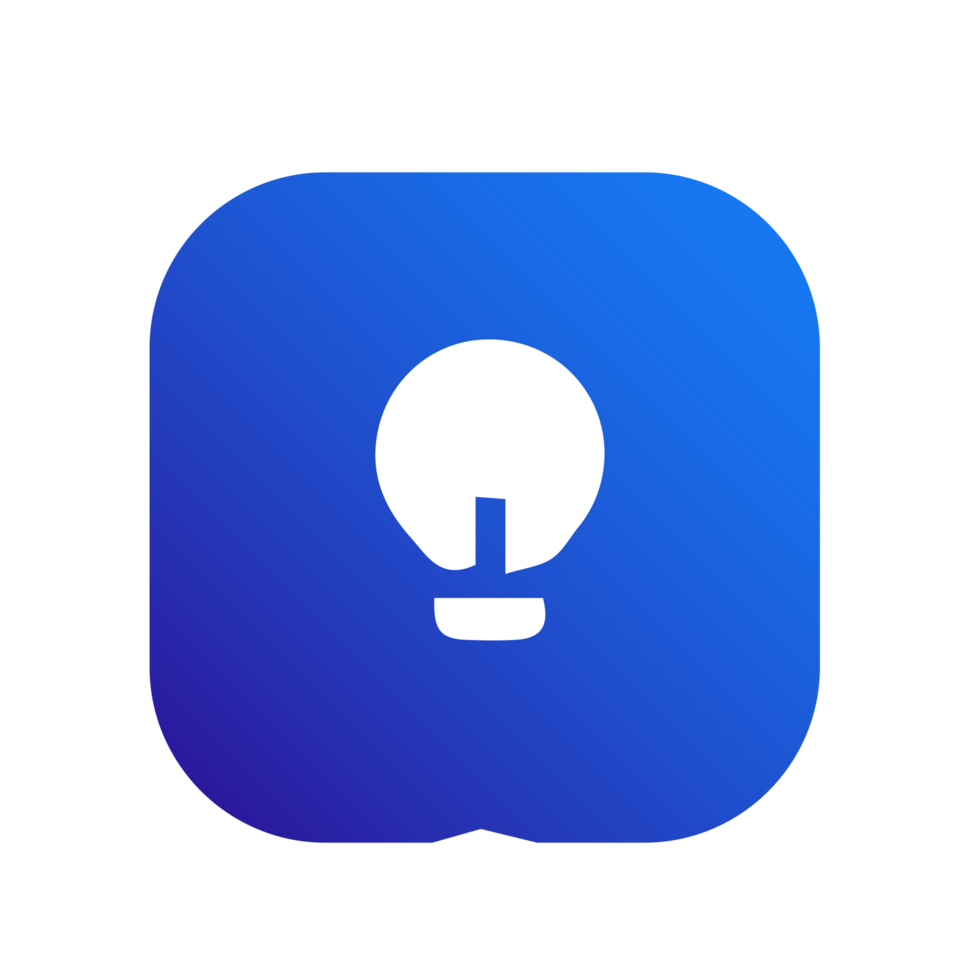 Blub lamp icon white flat on blue gradient color png
