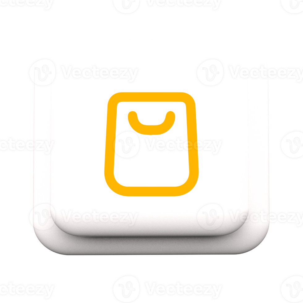 A white button with a yellow shopping bag icon png