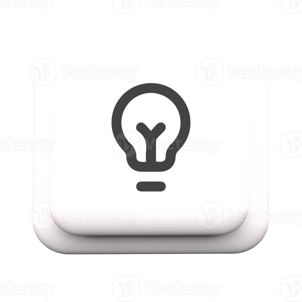A white button with a light bulb icon png