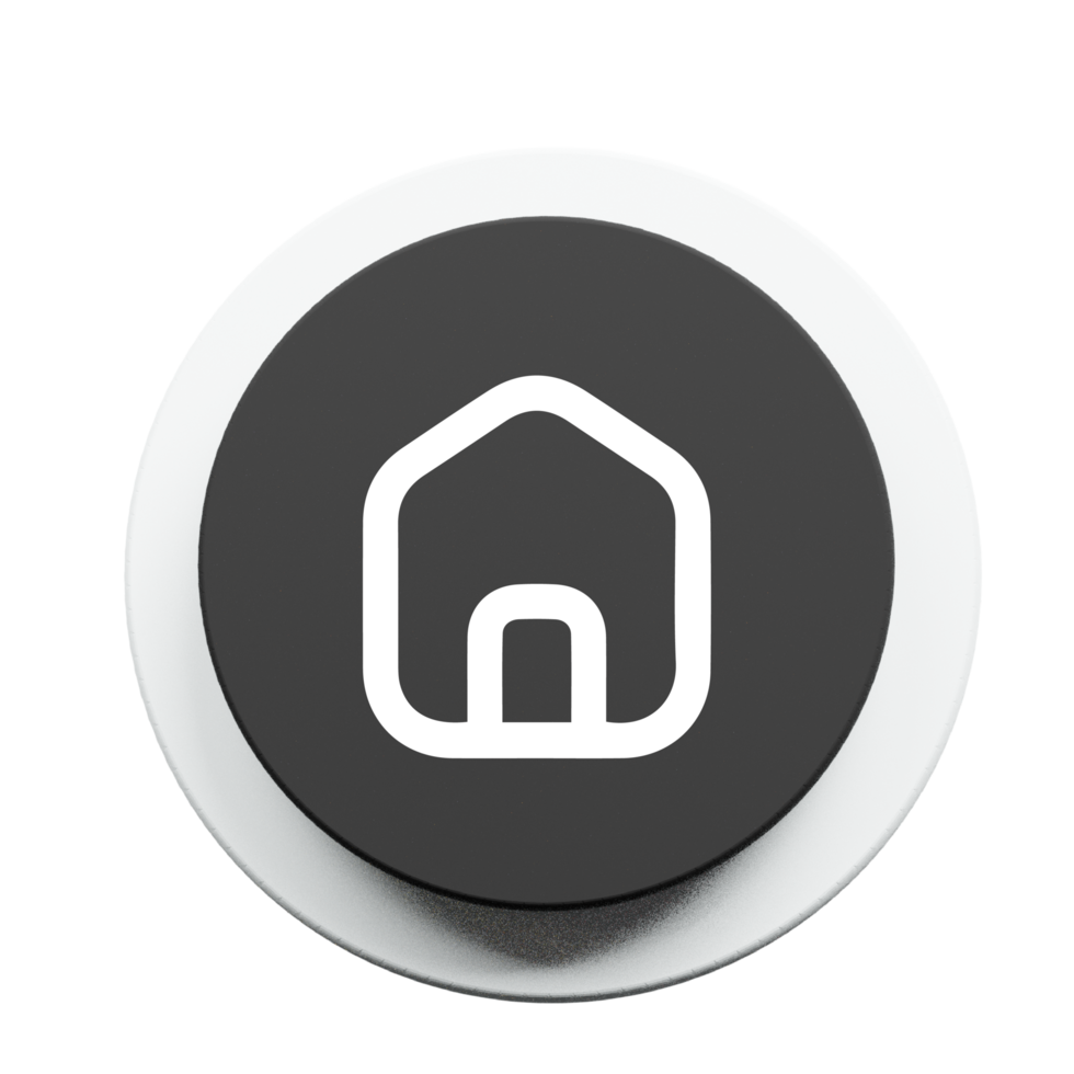 Home icon white line on 3d shape with shadow png