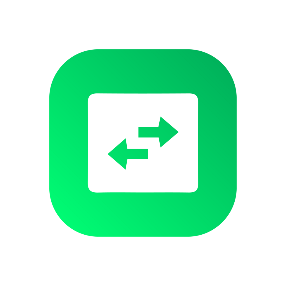 Arrow icon on green shape png