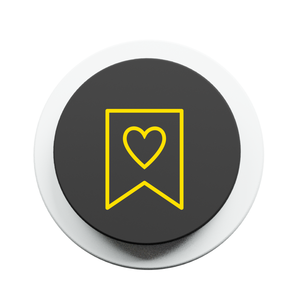Save icon with heart icon on black shape png