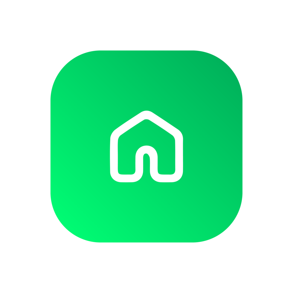 Home icon on green shape png