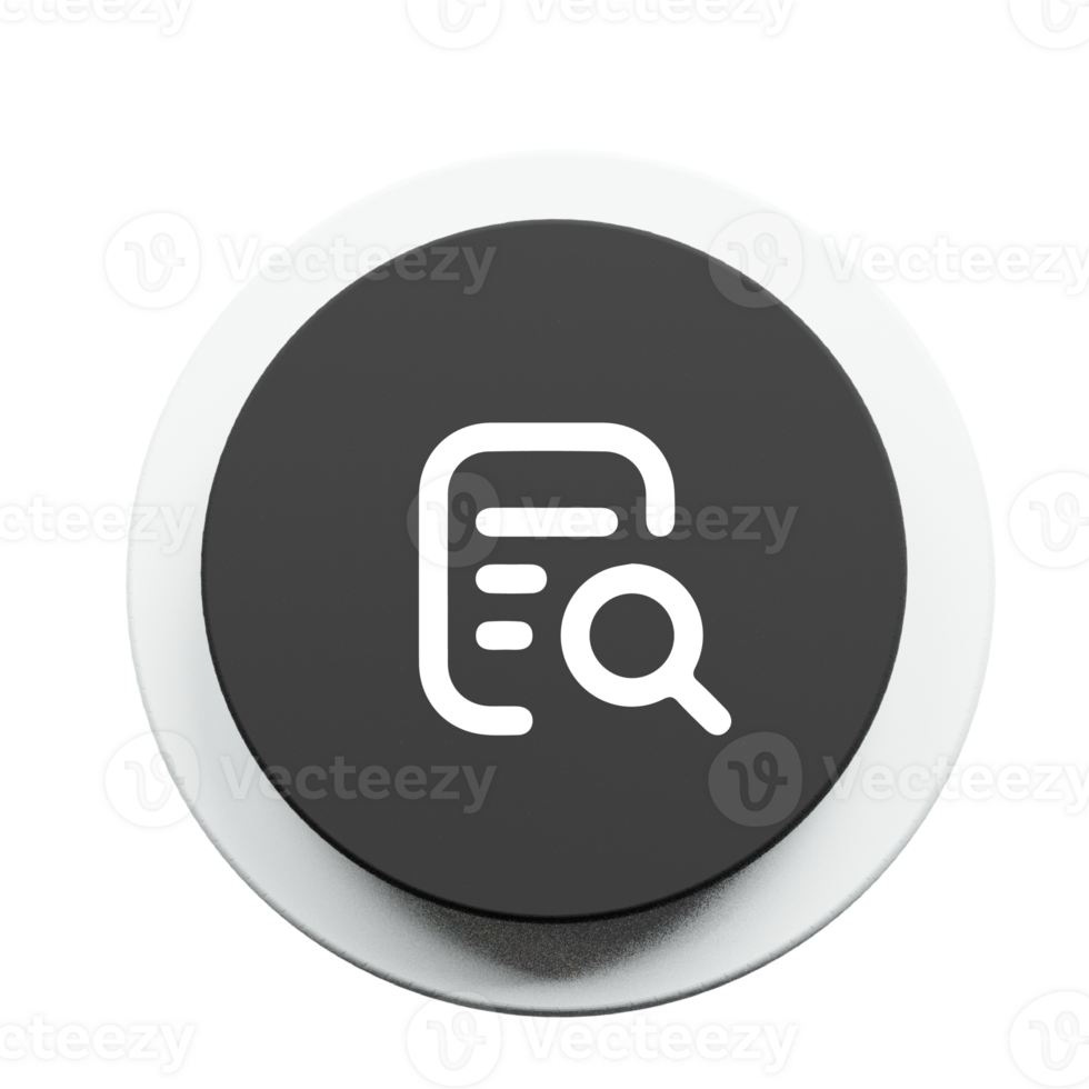 A black button with a magnifying glass icon png