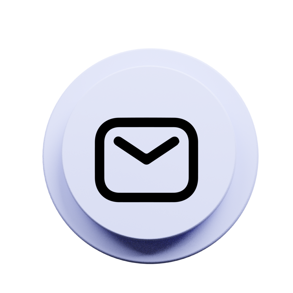Email icon message sign on 3d circle with shadow png