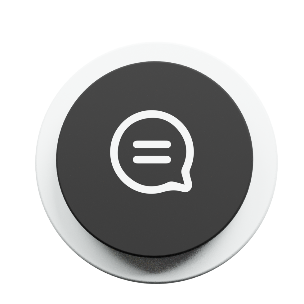Chat icon, message sign on 3d circle with shadow png