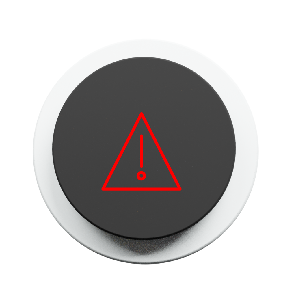 Red warning icon on black shape png