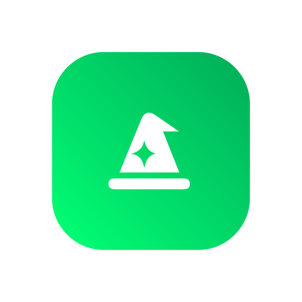 a green icon with a hat on it png