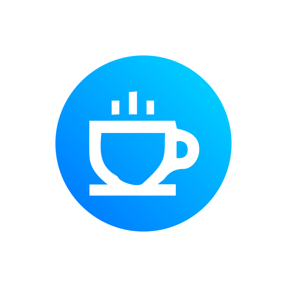 coffe icon on blue gradient color png