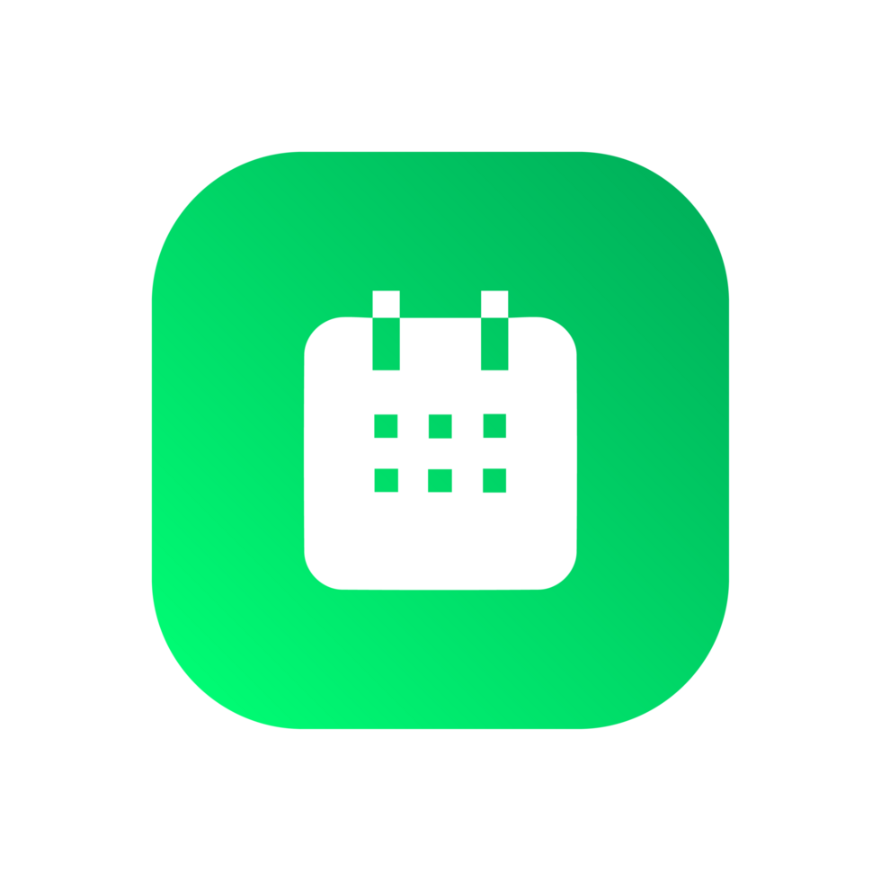Date icon calendar, schedule sign white and green color png