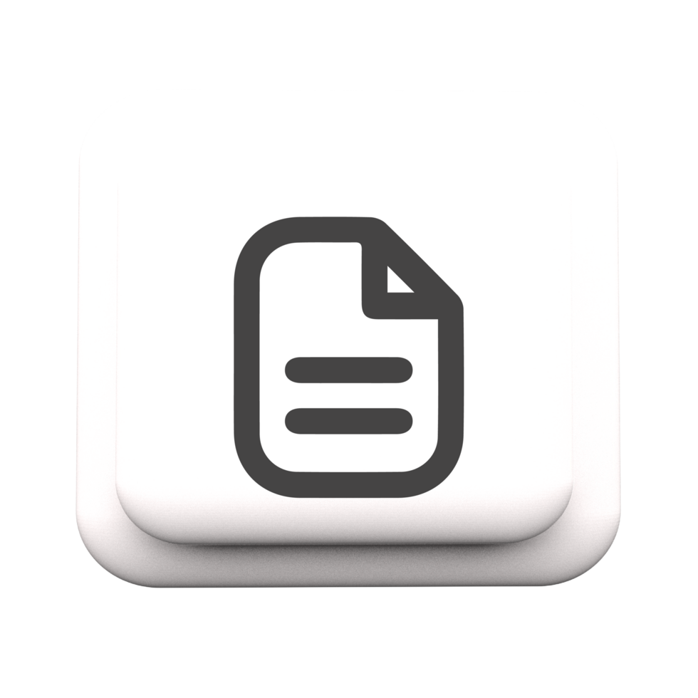 Document file icon on 3d shape with shadow png