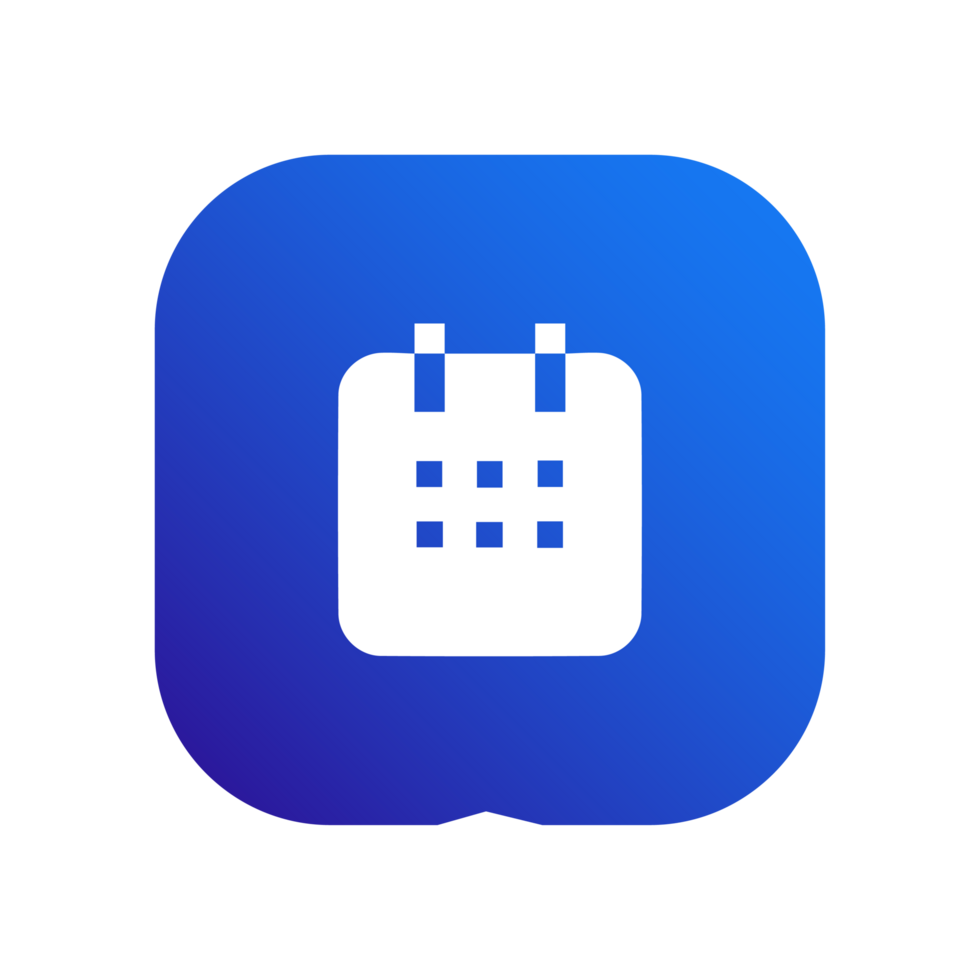 Date icon on blue shape png
