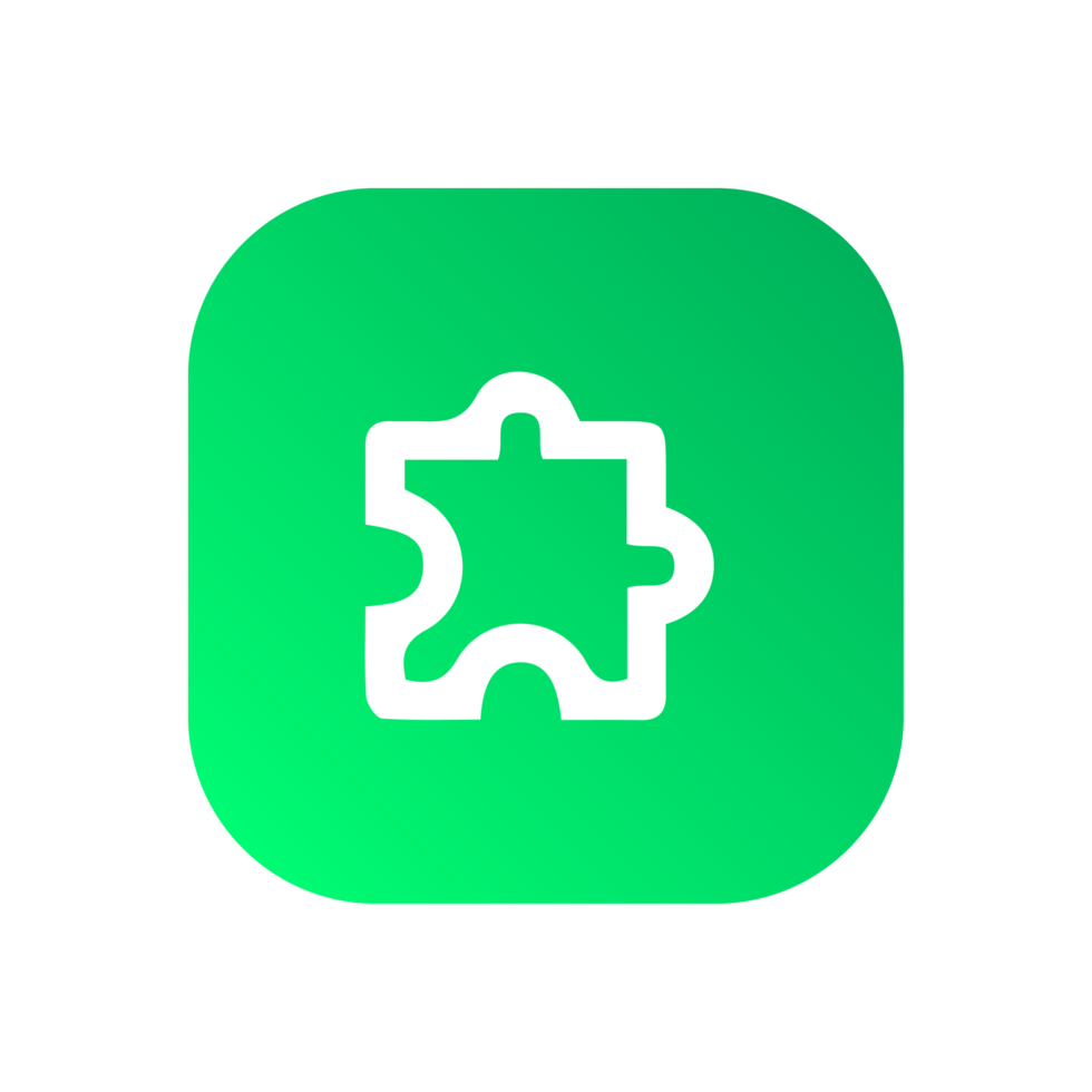 Puzzle icon on green shape png