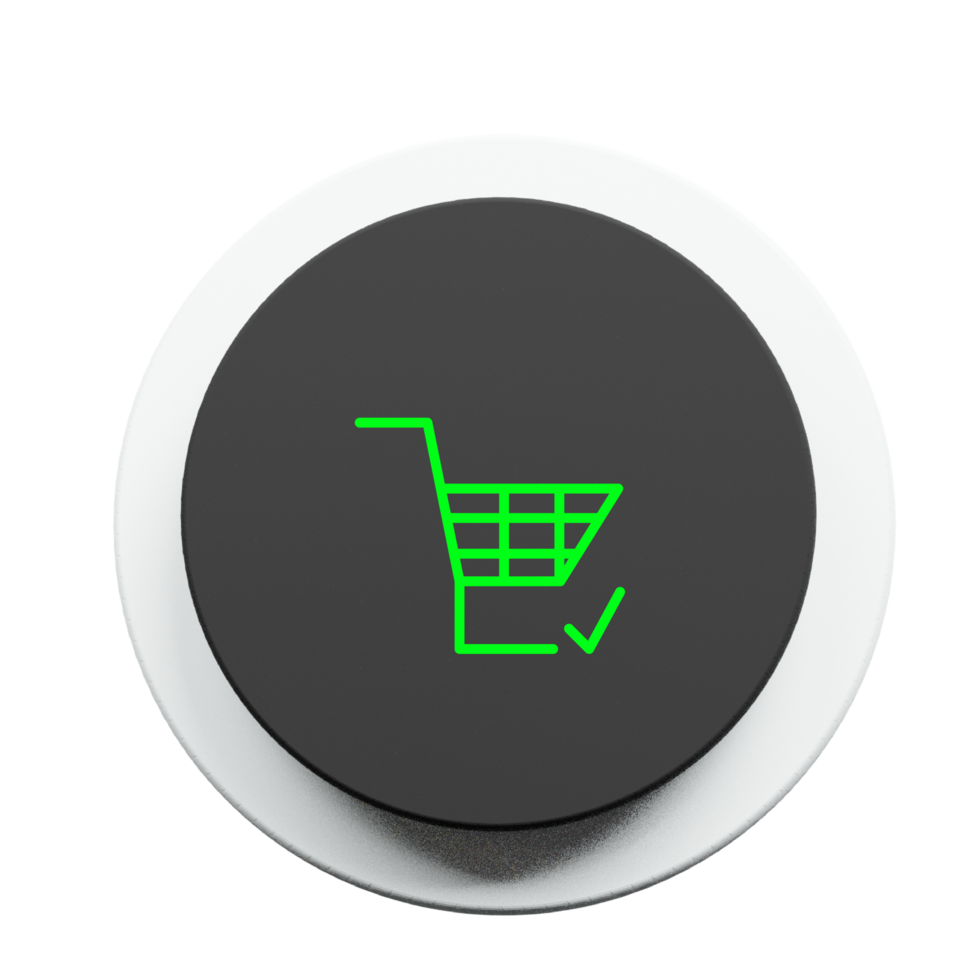 green shopping cart icon on a black button png