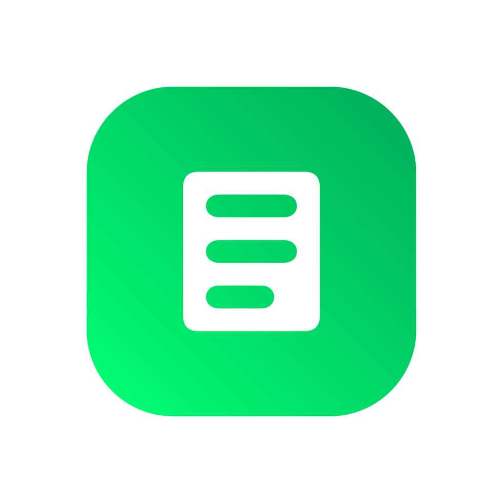 Papper icon on green shape png