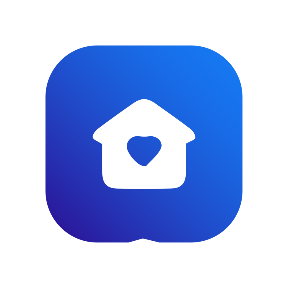 Homepage icon on blue shape png