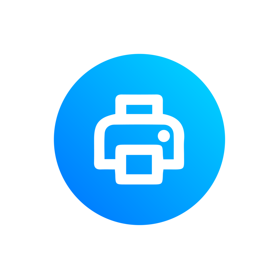Print icon on blue gradient color png