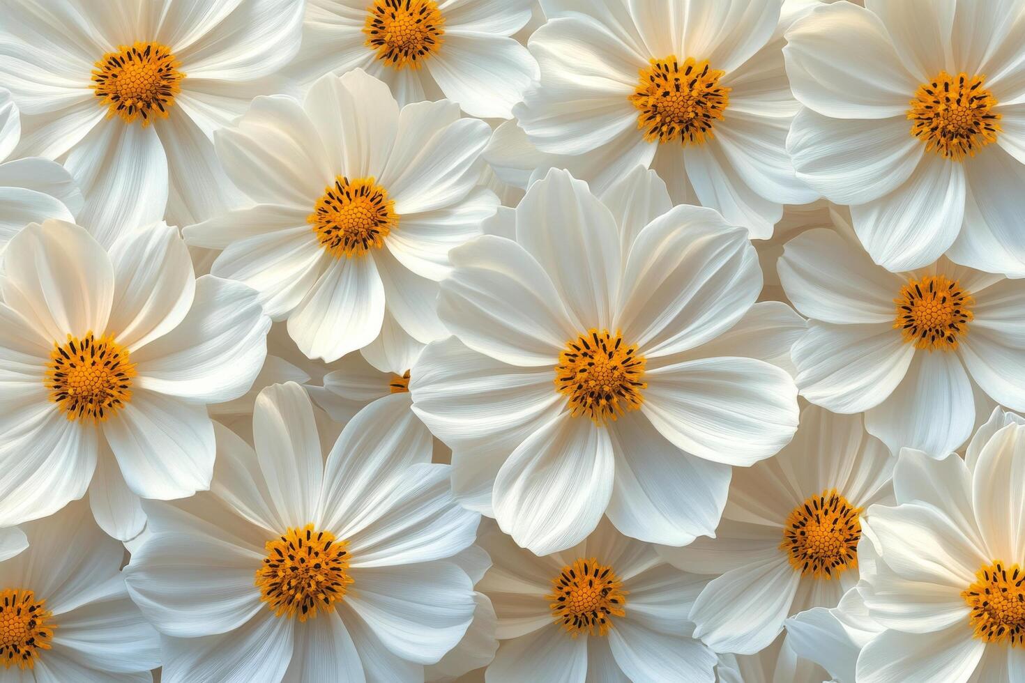 White flowers with golden centers arranged artistically on a light background photo