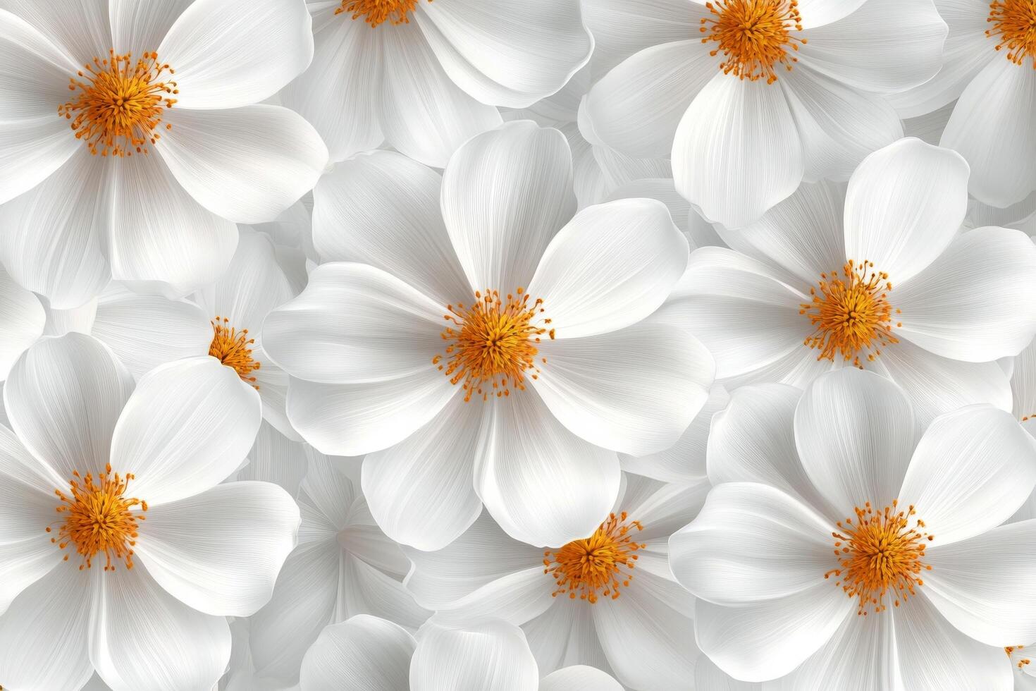 White flowers with golden centers arranged artistically on a light background photo