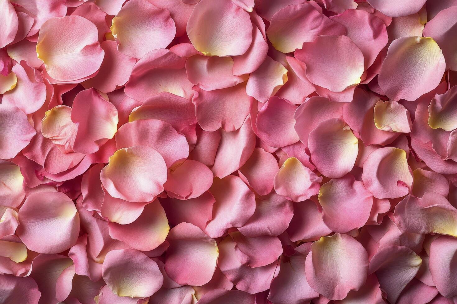 Delicate pink roses and petals arranged on a soft textured background for a romantic setting photo