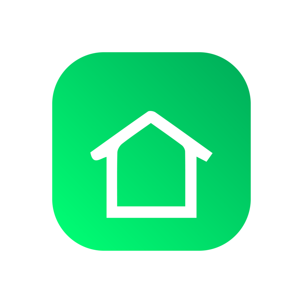 Home button icon green and white color png