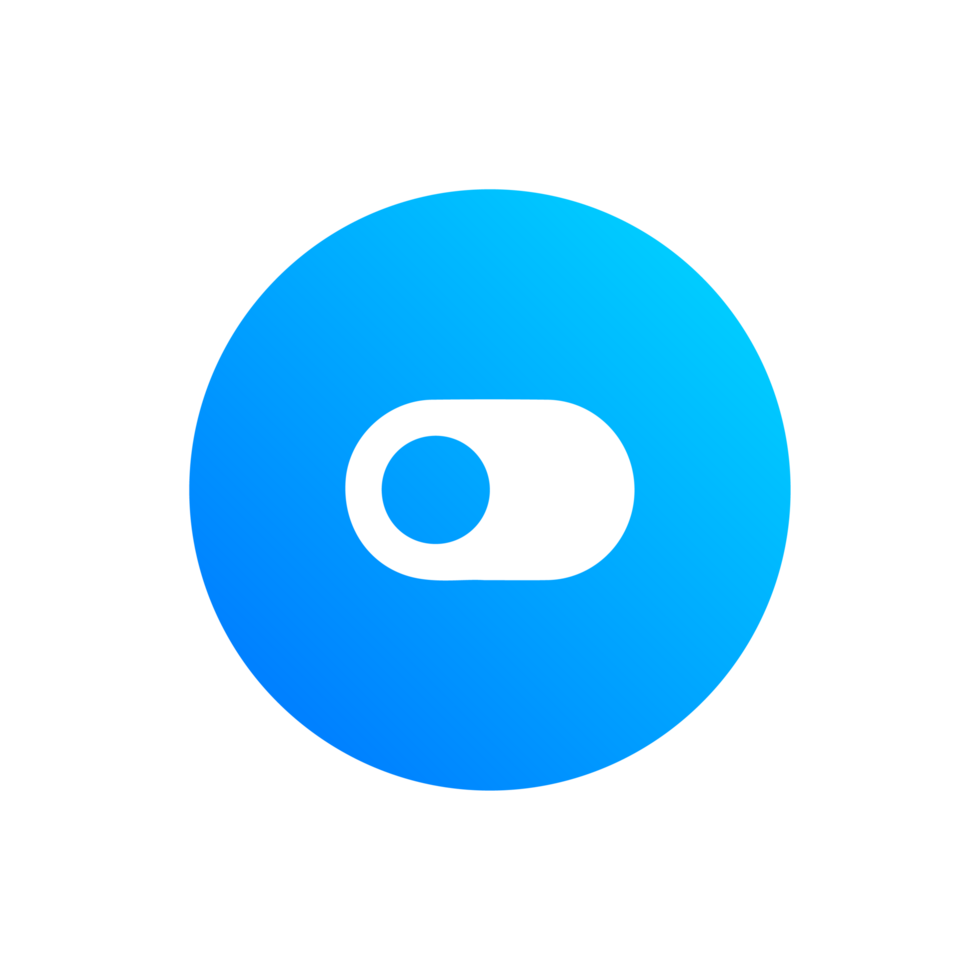 switch toggle icon on blue gradient shape png