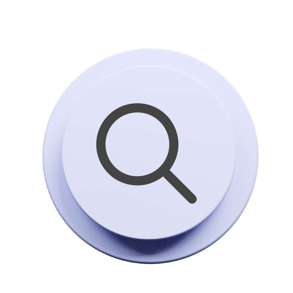 Search icon line black on 3d circle with shadow png