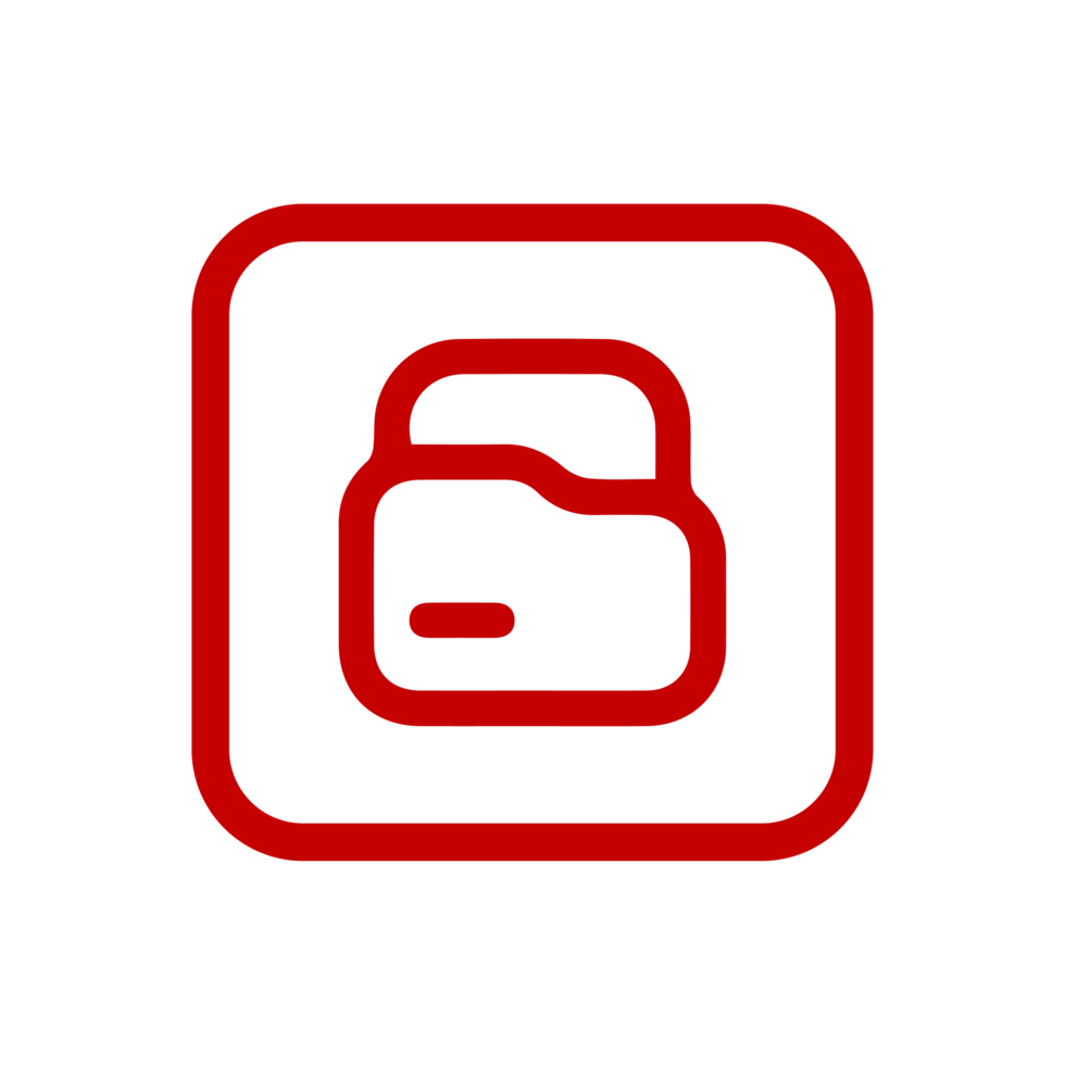 Folder icon, file sign red outline png