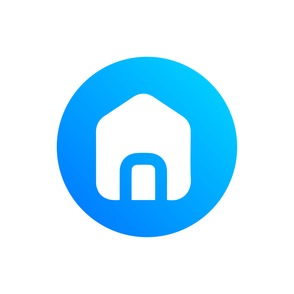 Homepage icon white on blue gradient shape png