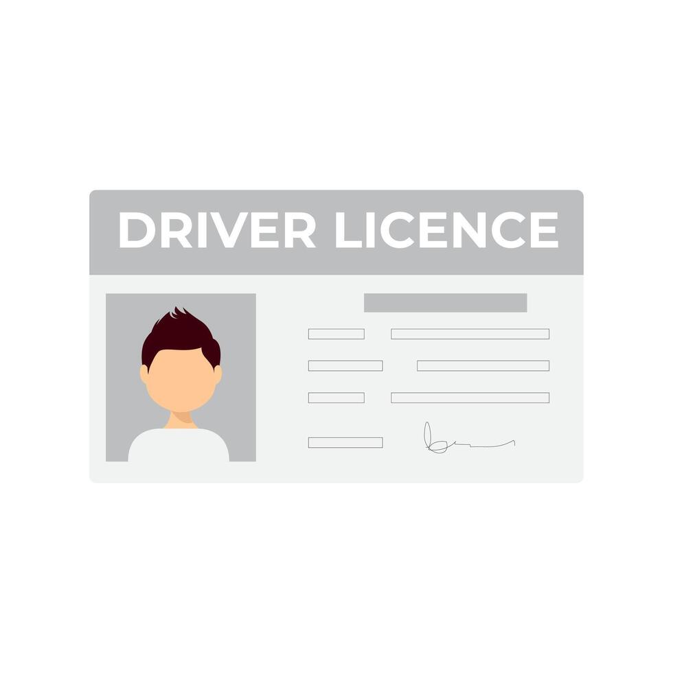 Man driver license plastic card template. Id card vector