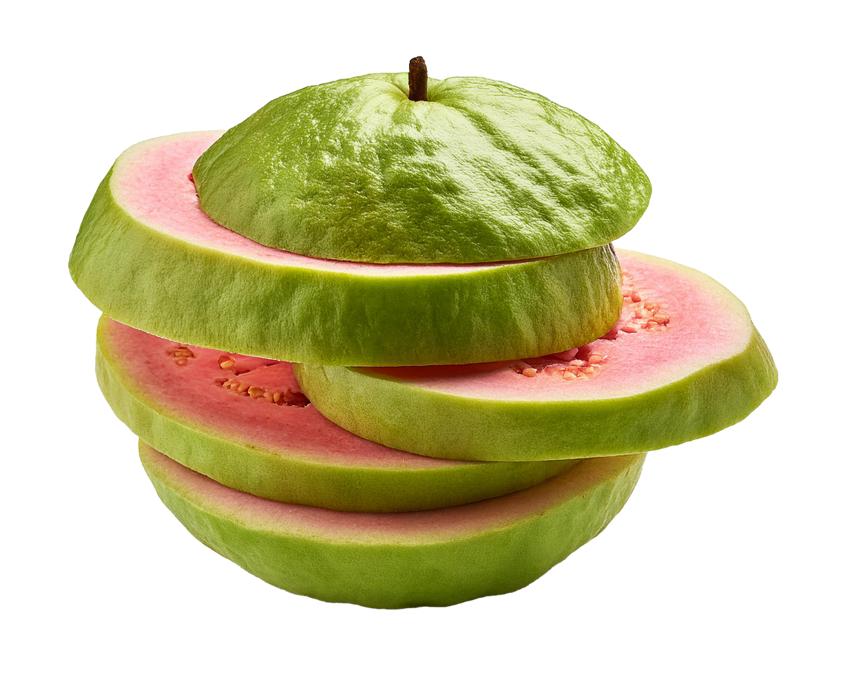 Vibrant Pink Guava Sliced in Artistic Layers png