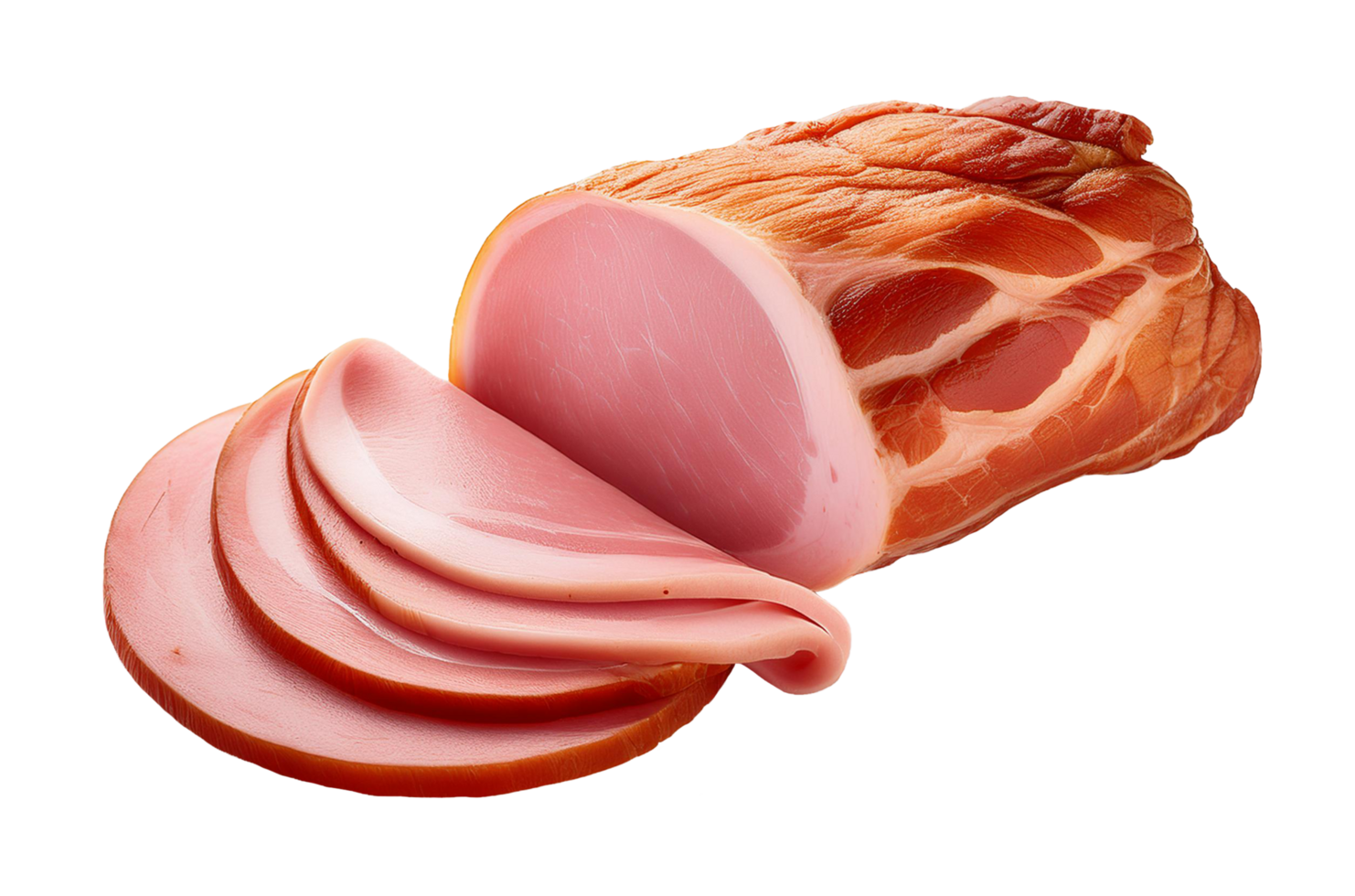 Delicious Sliced Ham with Rich Color and Juicy Texture png