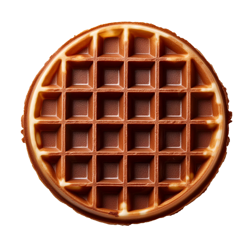 Classic Round Chocolate Waffle with Golden Highlights png