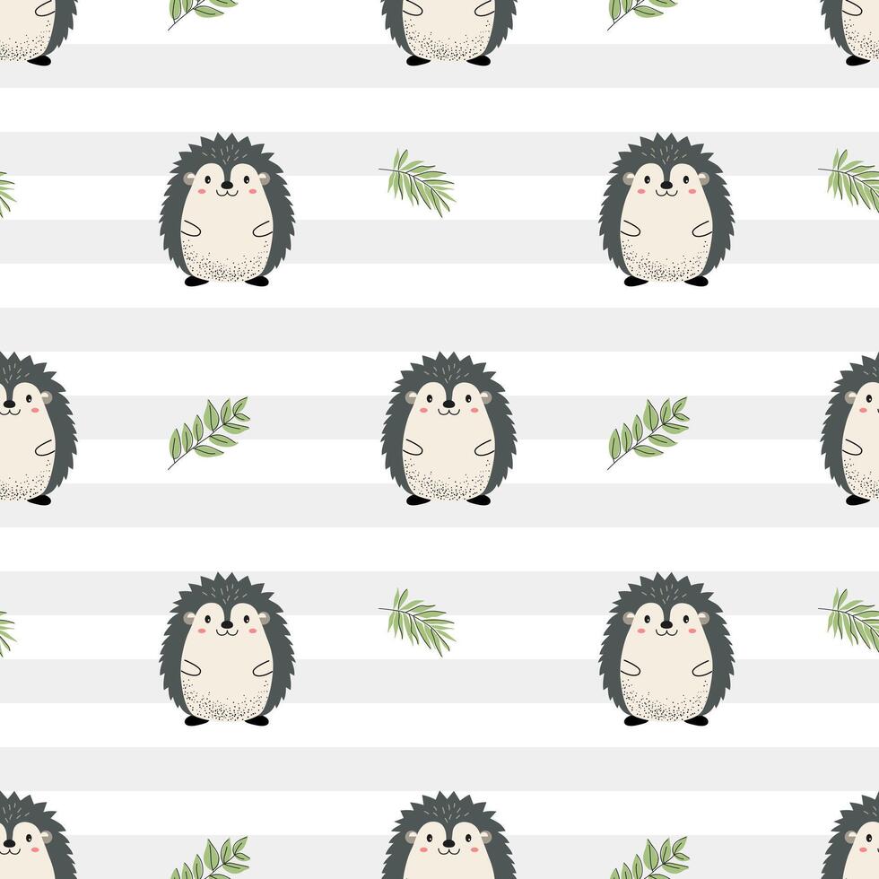 Seamless pattern with hedgehog. Cute animals pattern. Wildlife backgrounds. vector