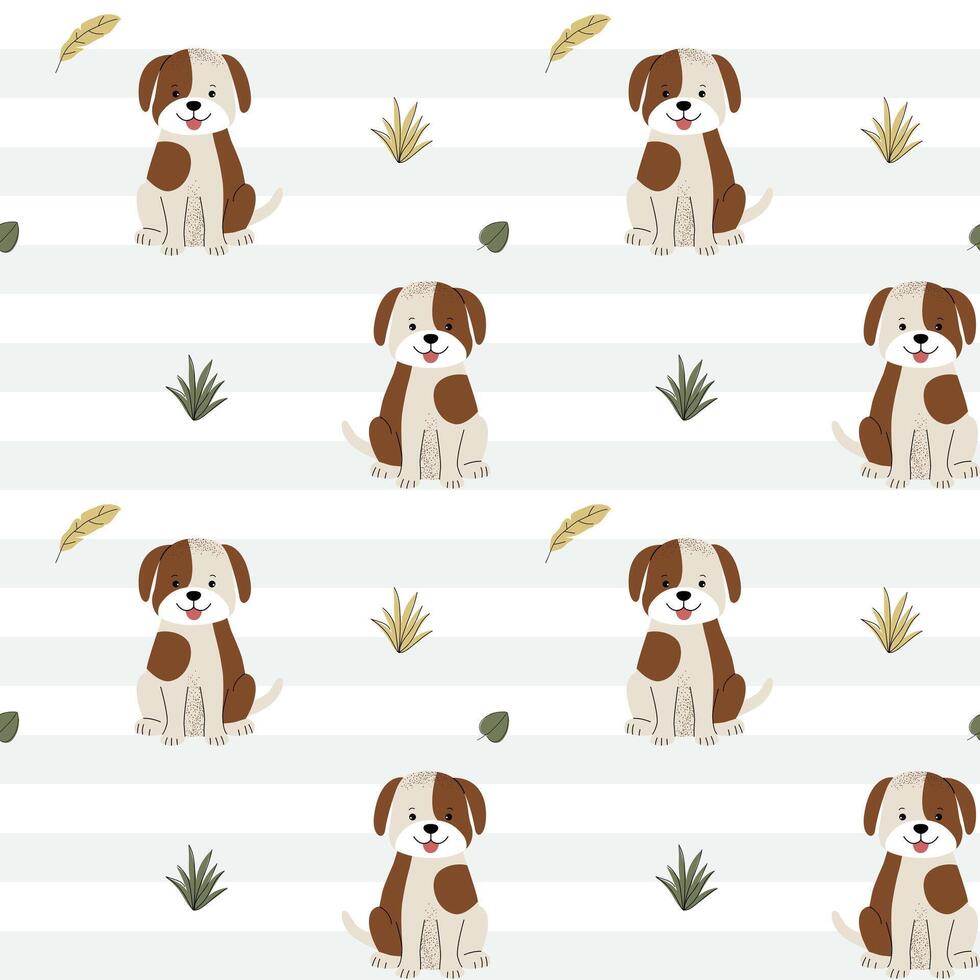 Seamless pattern with cute dog. Domestic animals. Puppy pattern. vector