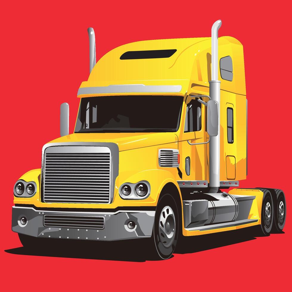 Truck. Yellow truck. Automobile. Cargo carrier. vector