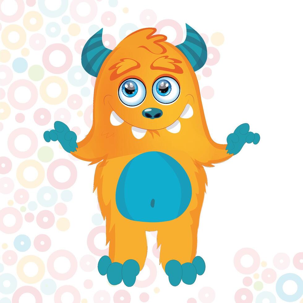 Cute monster. Beautiful monster. Cartoon hero. vector