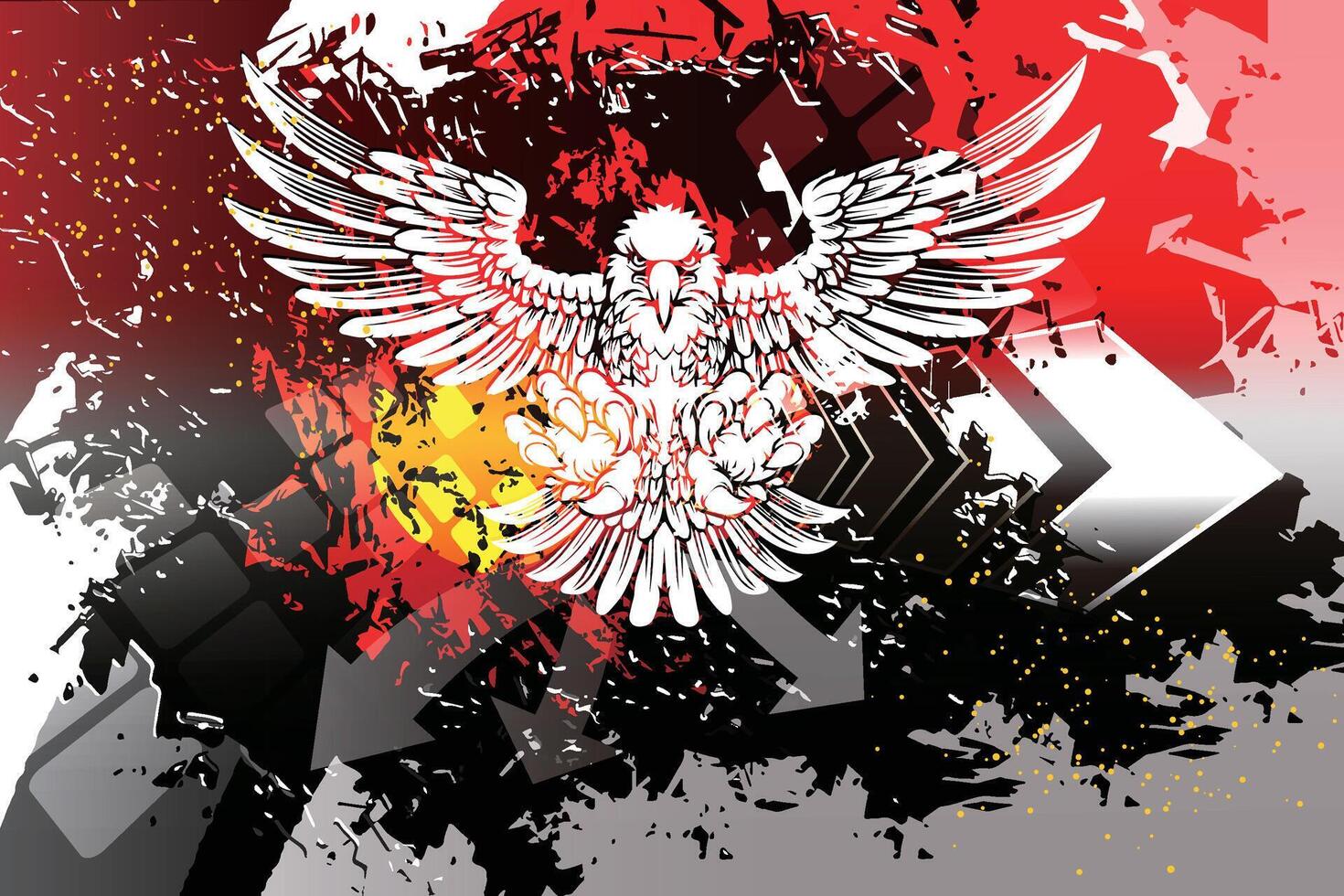 Illustration of bird, eagle, print for clothes, stickers, posters, background. Music Eagle vector