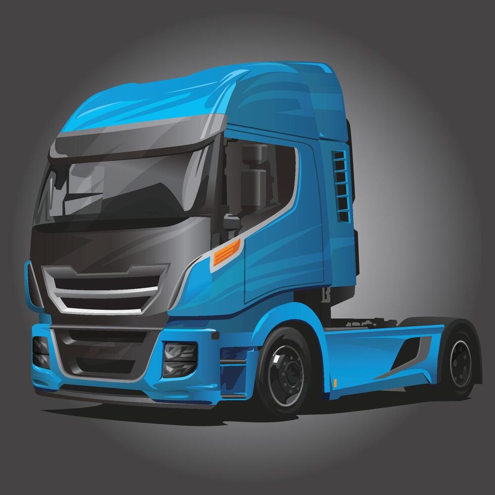 Truck. Blue truck. Automobile. Cargo carrier. vector